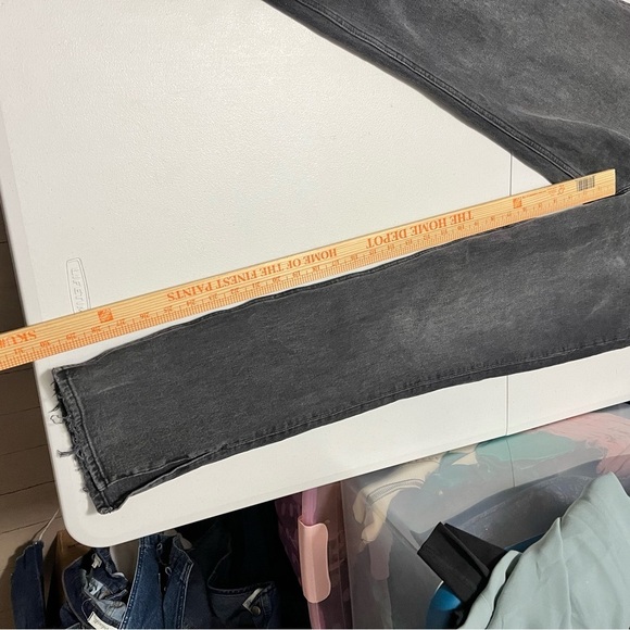 Abercrombie & Fitch 90s Straight Ultra High Rise Jeans 25 Black Split Hem 0 E2 - Picture 7 of 9